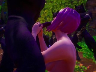 Furry flock werewolves | blowjob in front of spectators