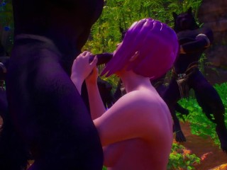 Furry flock werewolves | blowjob in front of spectators