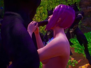 Furry flock werewolves | blowjob in front of spectators