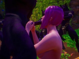 Furry flock werewolves | blowjob in front of spectators