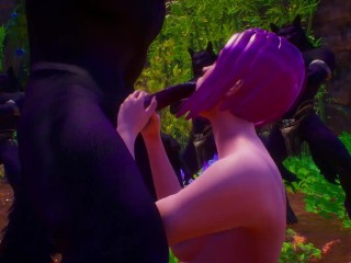 Furry flock werewolves | blowjob in front of spectators