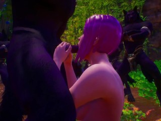 Furry flock werewolves | blowjob in front of spectators