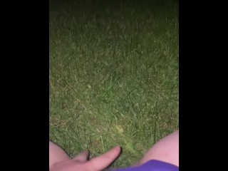 spraying piss in backyard