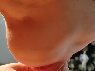 Juicy sucking dick on the background of a Christmas tree. Sucking Dick. Lips...