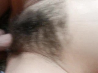 Hairy Cock in a Hairy Pussy! Moaning and taking slapping balls on my back!