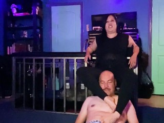 Goddess Mara Sits on Ass Man's Face + Slides Over His Body in Yoga Pants Kinky Foot Fetish