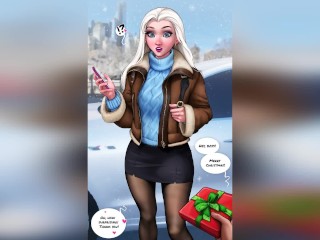 [2D Comic] X-Mas Present For Dickgirl Elsa