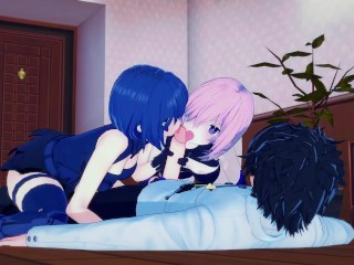 Fate Grand Order/Tsukihime Ciel and Mash Threesome Hentai 