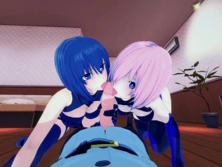 Fate Grand Order/Tsukihime Ciel and Mash Threesome Hentai 