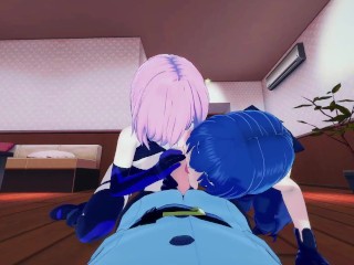 Fate Grand Order/Tsukihime Ciel and Mash Threesome Hentai 