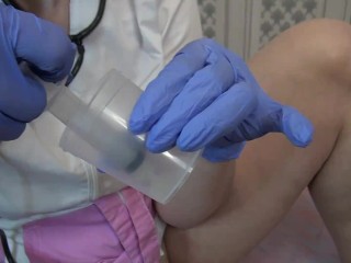 Lustful Nurse jerked off the patient and injected his sperm into her pussy