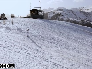 BLACKED Ski bunnies Jia & Like compete for Joss' cock