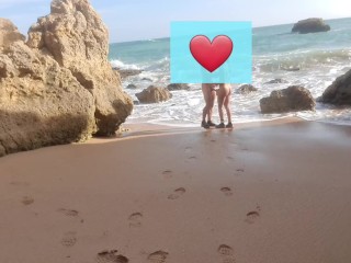 Sexy couple masturbates on a public beach - Happy New Year 2022