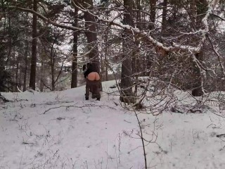 Outdoor masturbation fantasy - Caught masturbating outdoors in the snow