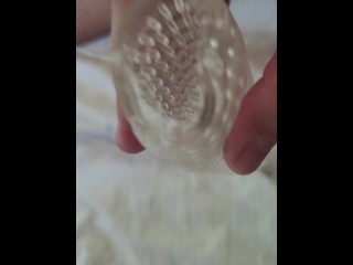 I needed to spit on my toy to make it wet like your mouth. Then I play with cum