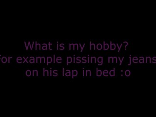 Pissing jeans on his lap in bed (golden puddle in my pants)