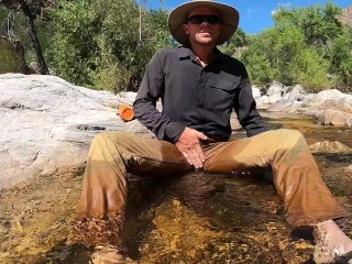 Pissing on myself and cooling off in a river after a hot day of field work