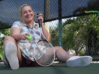 BBW Bouces Tennis Ball then Removes Socks and Shoes