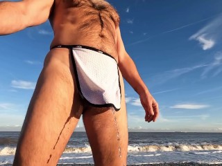 Winter Beach Piss preview. I got seen wearing only this by a couple walking by too!