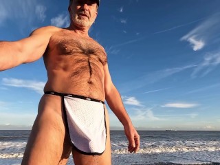 Winter Beach Piss preview. I got seen wearing only this by a couple walking by too!