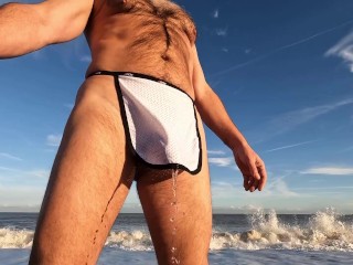 Winter Beach Piss preview. I got seen wearing only this by a couple walking by too!