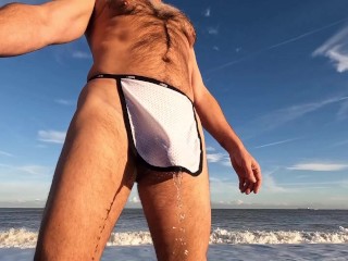 Winter Beach Piss preview. I got seen wearing only this by a couple walking by too!