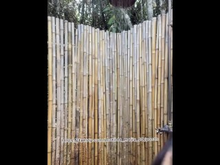 I take an outdoor shower so everyone can see me if you want to see this and all my full videos searc