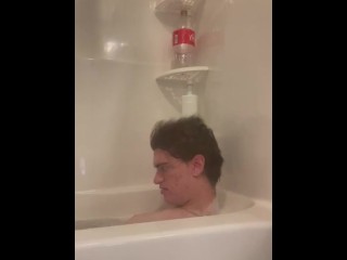 Taking a bubble bath who wants to help wash my body ass and cock