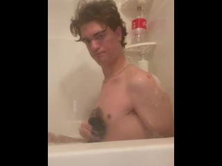 Taking a bubble bath who wants to help wash my body ass and cock