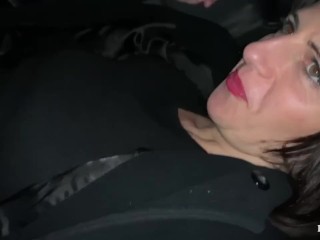 Dogging at the parking lot, I offer my wife to a stranger and she swallows his cum