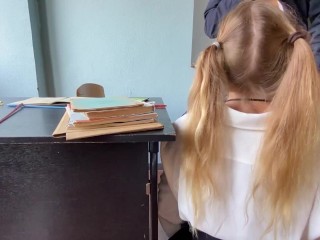 Real teacher fucks school girl in classroom