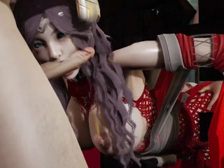 Irelia gets trapped in a wall and... eats a cock + her good anal