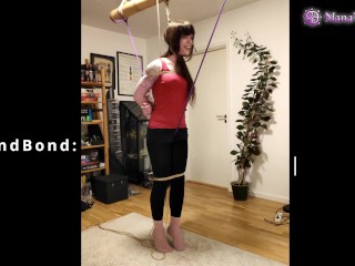 Crotch rope and neck rope predicament. Girl tiptoes as thanks for 500 subscribers!