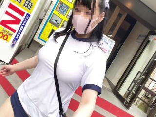 【Ｉカップ変態女子大生とうふ】ノーブラランニング渋谷で体操着ブルマでセンター街を疾走・後編💖