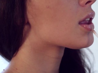 Dark Haired Teen Touches Herself In Front Of The Mirror