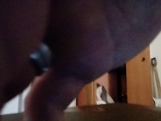 Watch this. He does a suside butt plop on his new giant toy. It go all the way in!! HA HA!