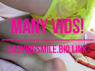 Beautiful ginger show long legs transparent panties & take off bra