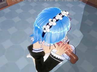 3D HENTAI Rem gives sweet blowjob with cum