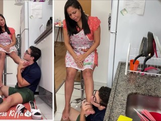 Goddess Kiffa - Hot Milf Cooking Teacher EP 1 - Student massage teacher’s tired feet - FOOT WORSHIP