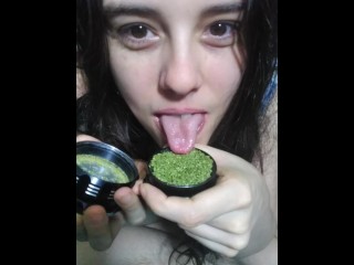 PinkMoonLust Crazy 420 Ganja Hippie Slut Eats Your Weed Maniacally Oral Fixation Yummy Tasting Green