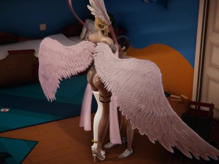 Digimon: Angewomon takes care of her and gives her a lot of love