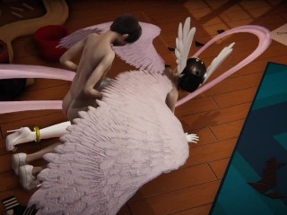 Digimon: Angewomon takes care of her and gives her a lot of love