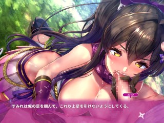 【R18版女忍者エロゲーNinNinDays動画13】フェラHシーン 野外で巨乳丸出しのすみれちゃんに仁王立ちフェラしてもらっちゃう！(爆乳くノ一 ニンニンデイズ実況プレイ ninja Hentai