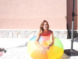 I inflate a giant beach ball and play with it - Claary Cherry