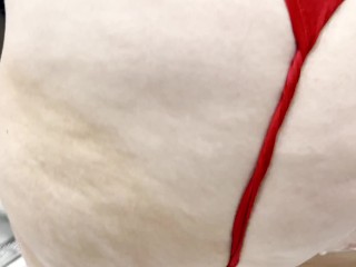 Public Fuck and Blowjob in a hotel elevator - risky cumshot on ass and whiped cum on elevator wall !