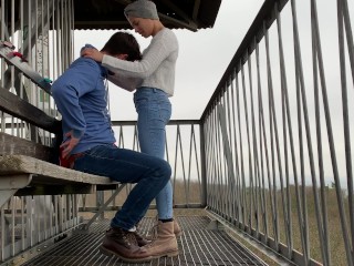 Almost getting caught fucking on a public observation tower over the forest