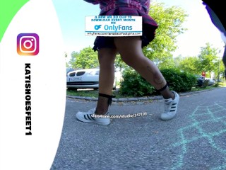 [VR180 3D] Superstars adidas shows you her sweaty insoles and stinky feet and lick her shoes