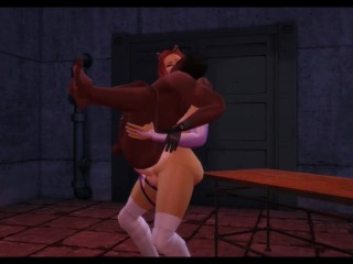 Shemale Cat SuperVillain Fucks Black SuperHero