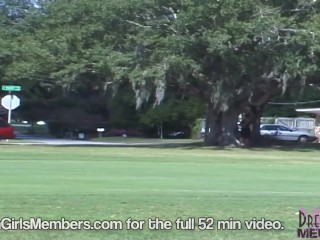 Wild Latina Streaks Naked Across A Golf Course