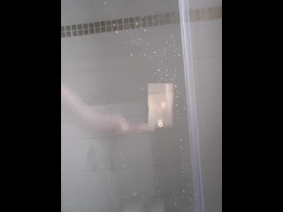 Hairy BBW Masturbates with Shower Head